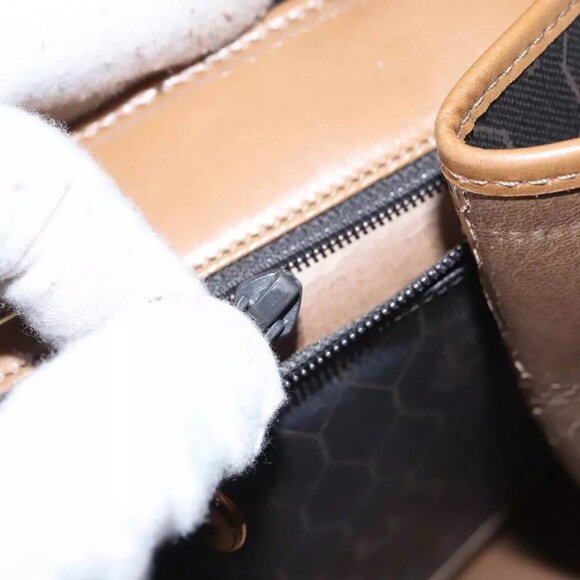 Christian Dior Honeycomb Canvas Hand Bag PVC Black Brown Authentic - Picture 8 of 16